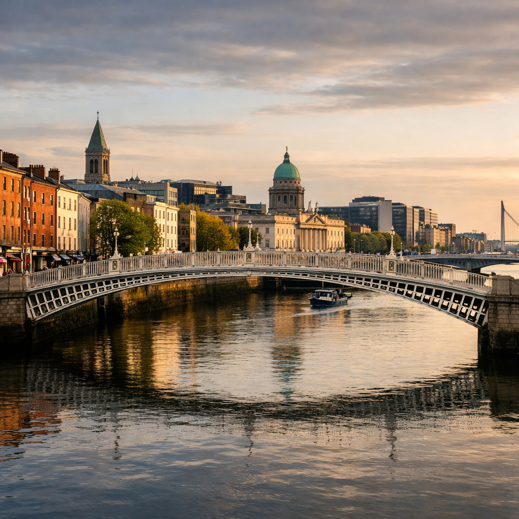 Visual clue for: Which capital stands on the River Liffey?